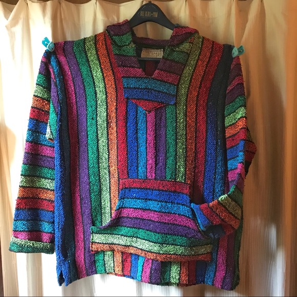 Baja Cienfeugos XL / XXL Rainbow Baja Hoodie “drug rug” “Mexican hoodie” PRIDE - Picture 2 of 11